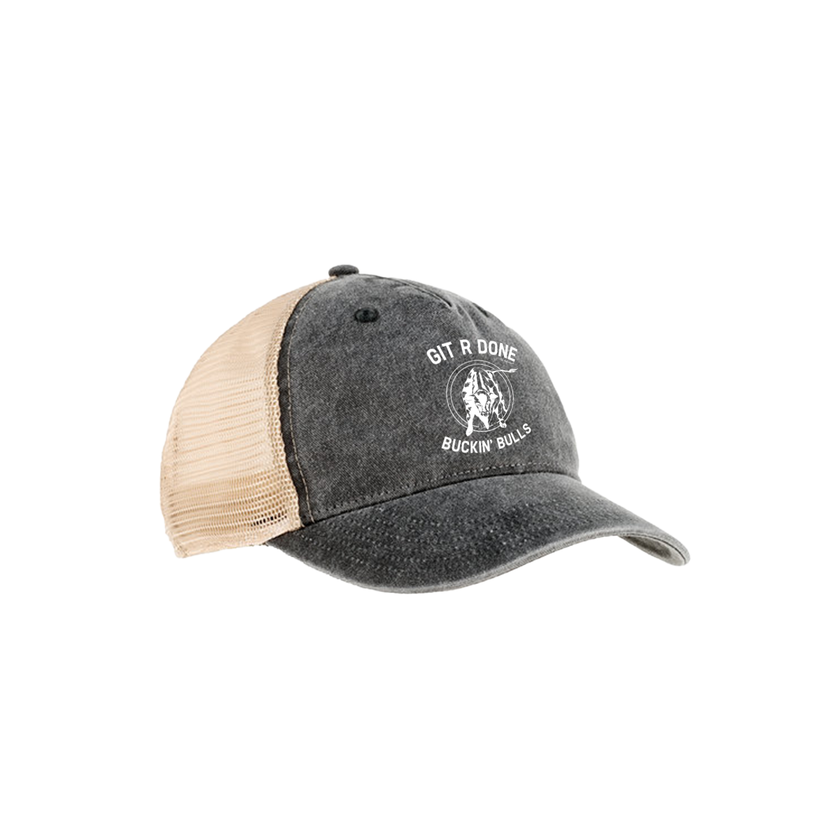 Buckin Bulls Trucker Hat Black Khaki